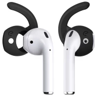 Ilustracja produktu KeyBudz EarBuddyz - silikonowe nakładki do AirPods 1/2, EarPods (czarne)